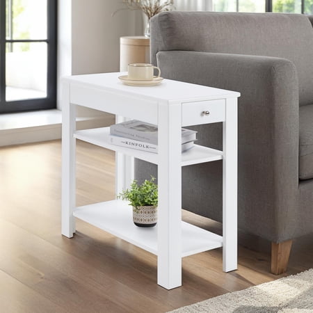 Convenience Concepts Designs2Go Baja 1 Drawer Chairside End Table with Shelves, White
