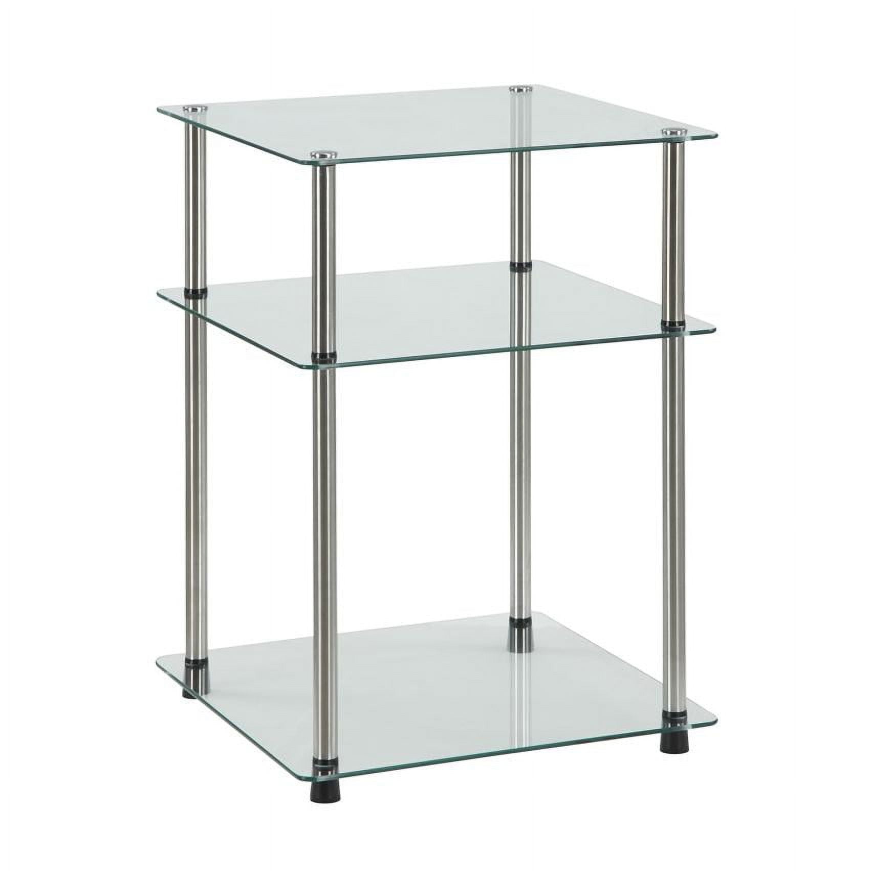 Clear Tempered Glass and Metal 3-Tier End Table