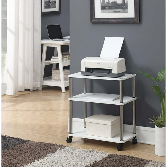 Convenience Concepts Designs2Go 25 inches Tall 3 Tier Office Cart Caddy with Wheels, White