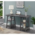 thumbnail image 1 of Convenience Concepts Designs2Go 29.25" Double Trestle Desk with Shelves, Charcoal Gray, All Ages, 1 of 4