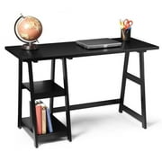 Convenience Concepts Designs2Go 29.25" Tall Trestle Desk with Shelves, Black