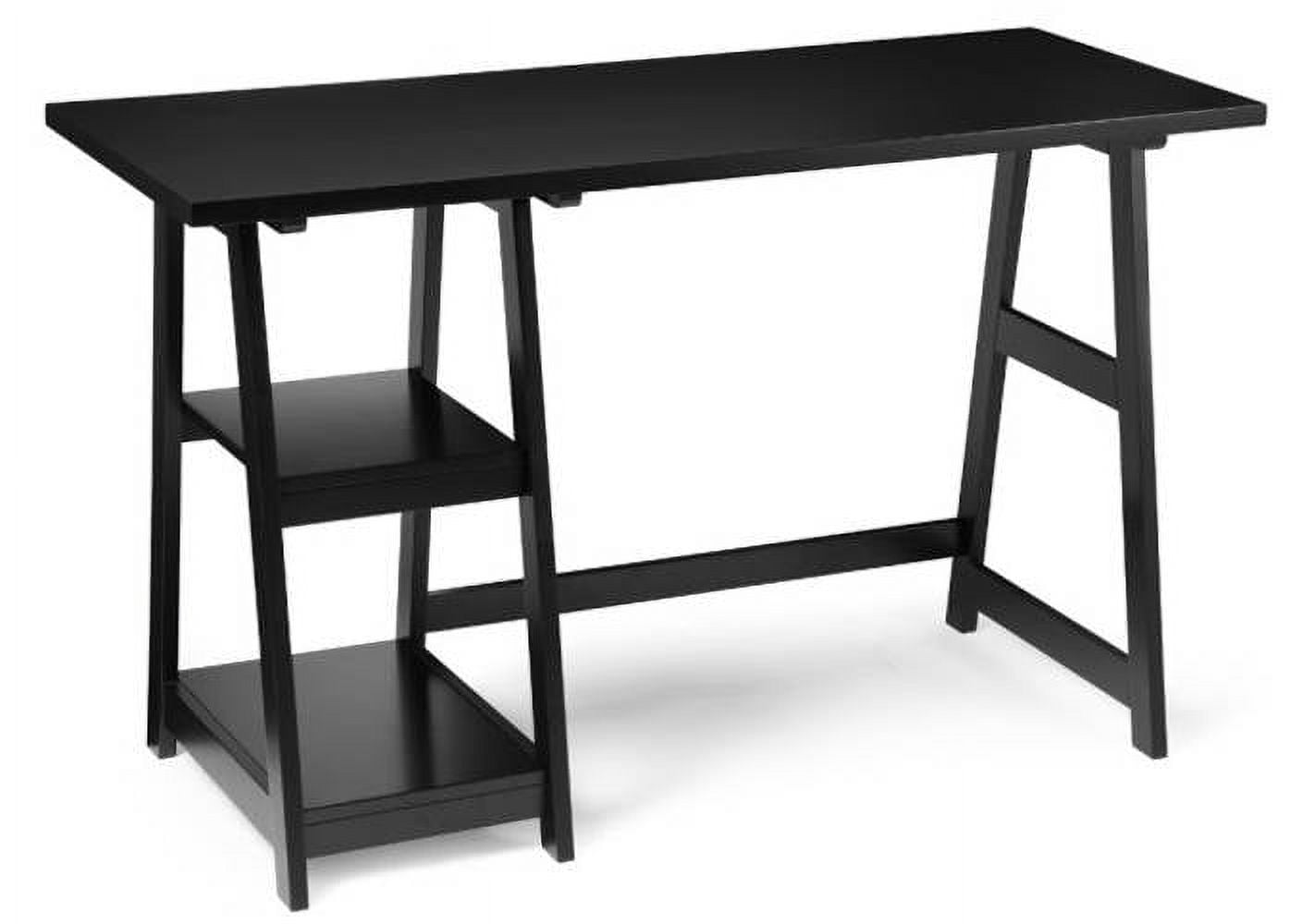 Convenience Concepts Designs2Go 29.25" Tall Trestle Desk with Shelves, Black