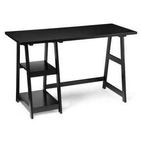 Convenience Concepts Designs2Go 29.25" Tall Trestle Desk with Shelves, Black