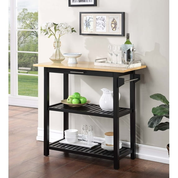 Convenience Concepts Designs2Go 3 Tier Butcher Block Kitchen Prep Island with Drawer, Multiple Finishes