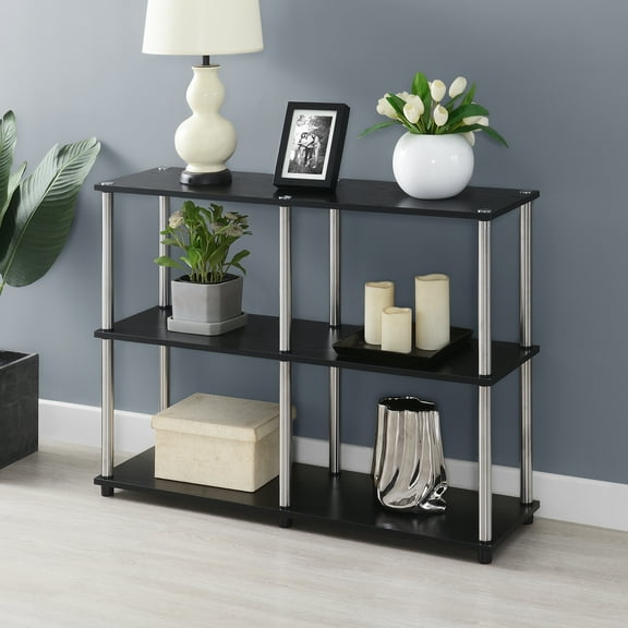 Convenience Concepts Designs2Go 30" Tall No-Tools Console Table with Shelves, Black Wood Finish