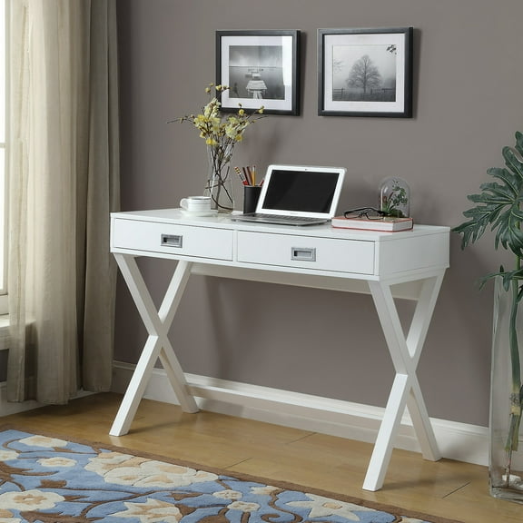 Convenience Concepts Designs2Go 30 inches Tall Landon 2 Drawer Desk, White, All Ages