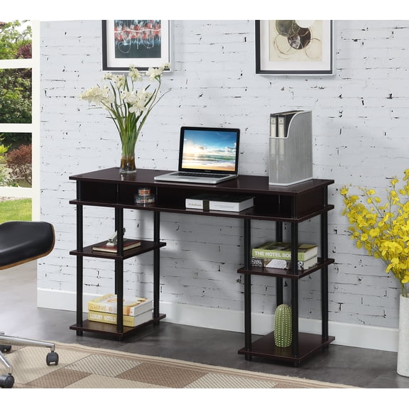 Convenience Concepts Designs2Go 30 inches Tall No Tools Student Desk with Shelves, Espresso/Black