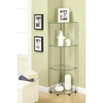 Convenience Concepts Designs2Go 4 Tier Corner Shelf, Adjustable, 13.75"W x 13.75"D x 46.50"H, Clear Glass