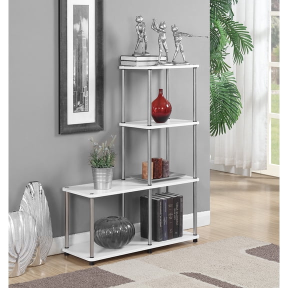 Convenience Concepts Designs2Go 4 Tier L Bookshelf, White