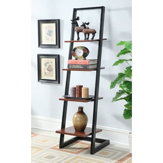 Black Leaning Bookcases Ladder Shelves Walmart