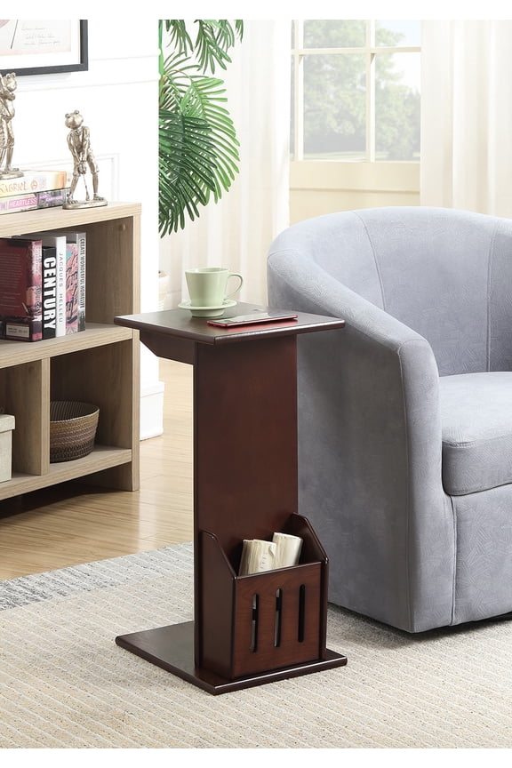 Designs2Go Abby C End Table with Magazine Holder, Espresso