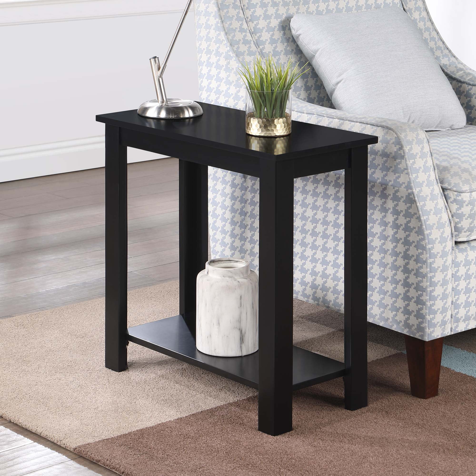Convenience Concepts Designs2Go Baja Chairside End Table with Shelf Black