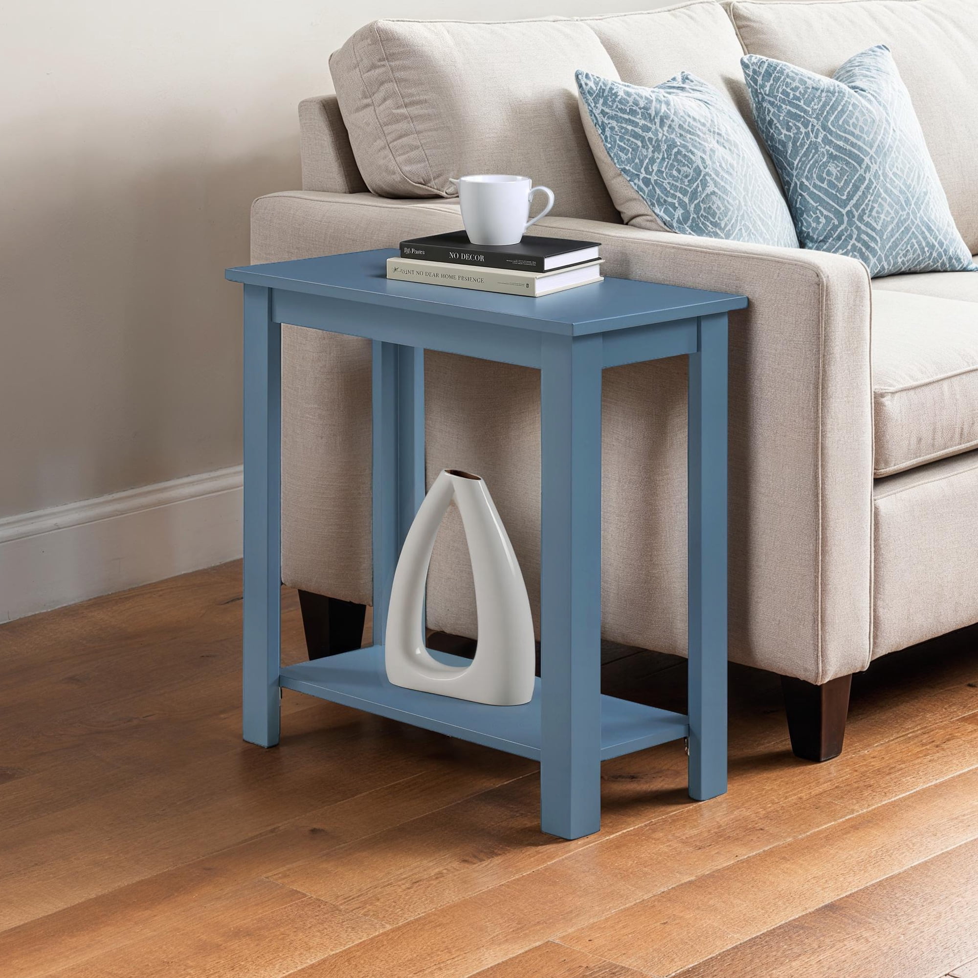 Convenience Concepts Designs2Go Baja Chairside End Table with Shelf, Dusty Blue