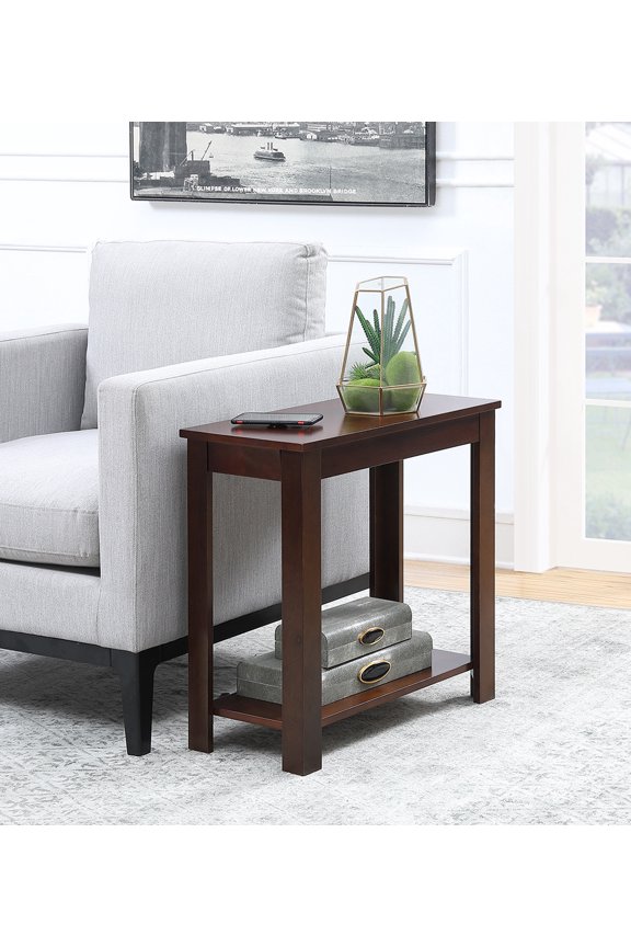 Designs2Go Baja Chairside End Table with Shelf, Espresso