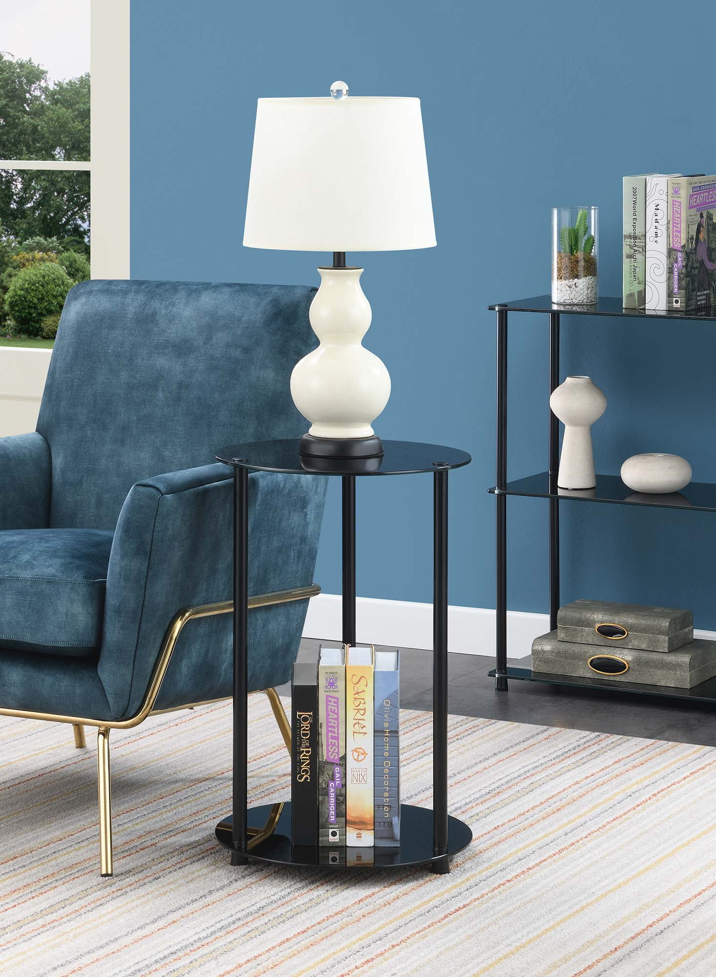 Convenience Concepts Designs2Go Classic Glass 2 Tier Round End Table
