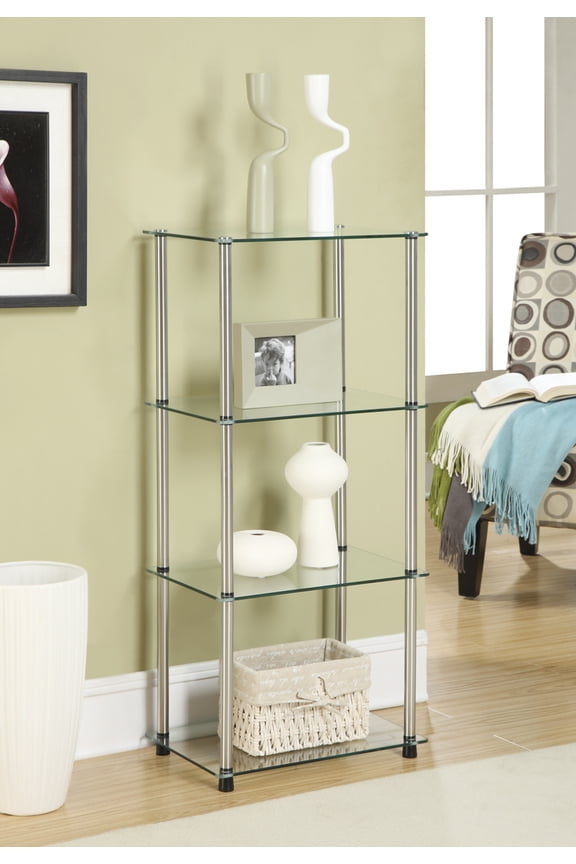 Designs2Go Classic Glass 4 Tier Tower, Multiple Finishes