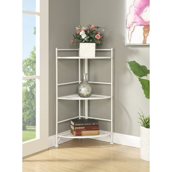 Convenience Concepts Designs2Go Corner Plant Stand in White Metal Frame Finish