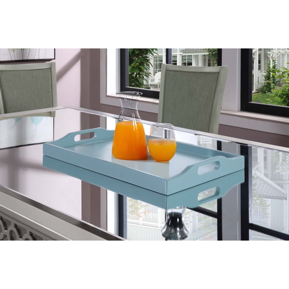 Convenience Concepts Designs2Go Decorative Serving Tray in Sea Foam Blue Wood Finish