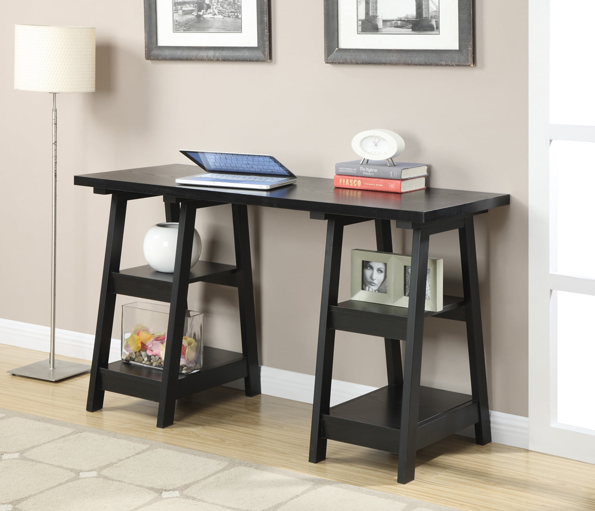 Convenience Concepts Designs2Go Double Trestle Desk Multiple Finishes