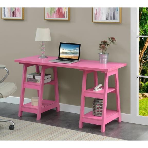 Designs2Go Double Trestle Desk, Pink