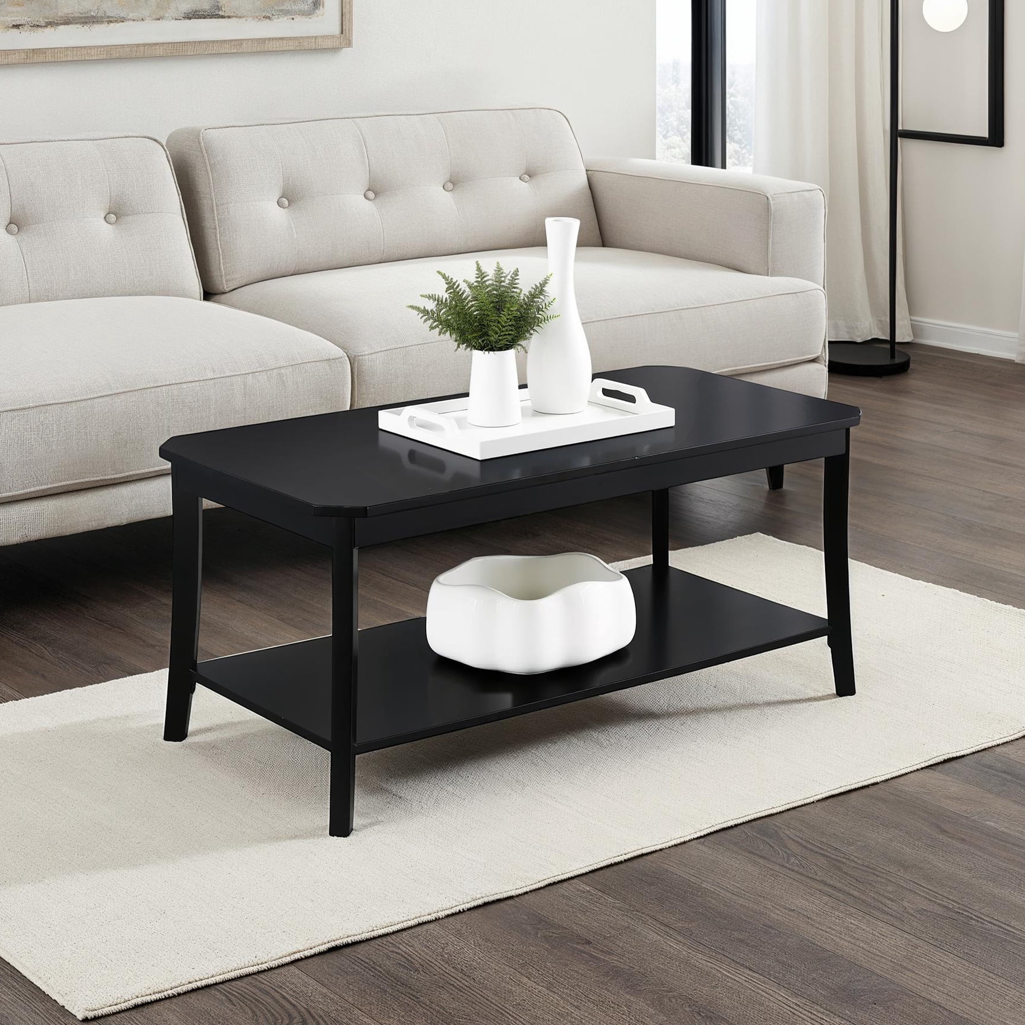 Convenience Concepts Designs2Go Ensenada Coffee Table with Shelf, Black