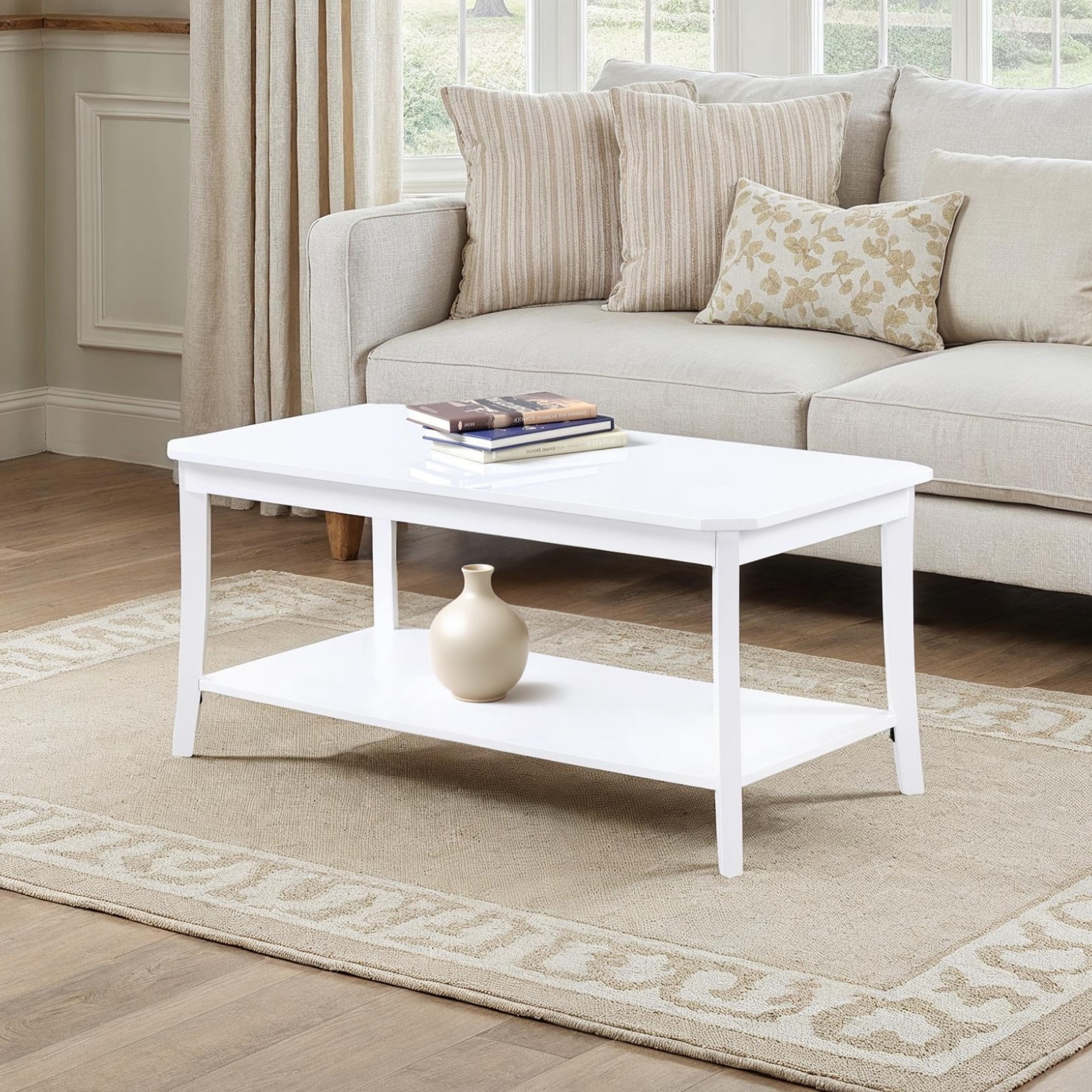 Convenience Concepts Designs2Go Ensenada Coffee Table with Shelf, White