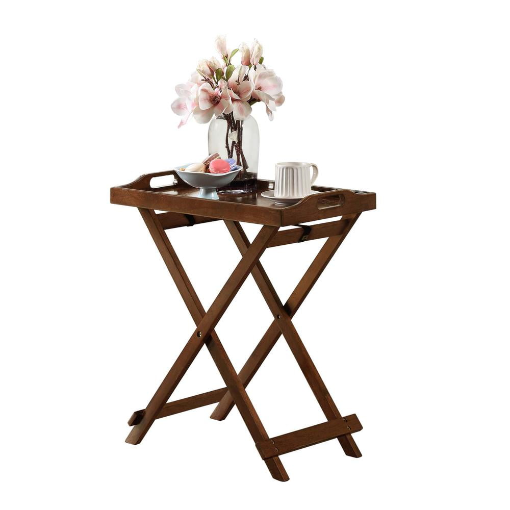 Espresso Wood Folding Tray Table with Handles