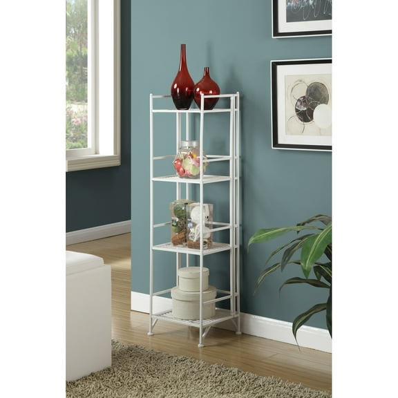 Convenience Concepts Designs2Go Metal Folding 4 Shelf Bookcase, White