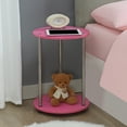 thumbnail image 1 of Convenience Concepts Designs2Go No Tools 2 Tier Round End Table, Pink/Chrome, 1 of 5