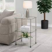 Convenience Concepts Designs2Go Classic Glass Tall 3 Tier End Table, Clear Glass