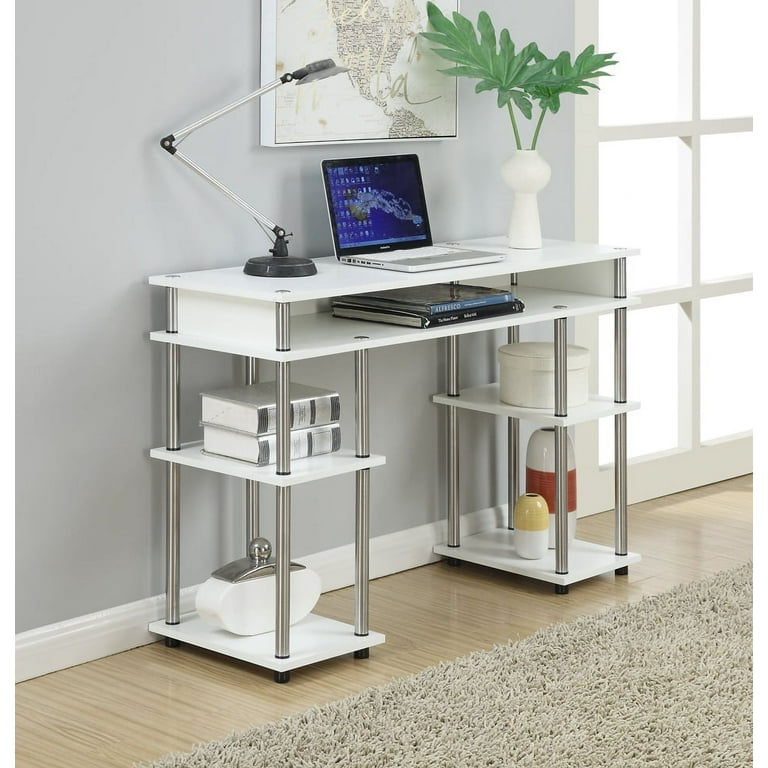 Emma + Oliver Gray Student Desk with Open Front Metal Book Box - School Desk