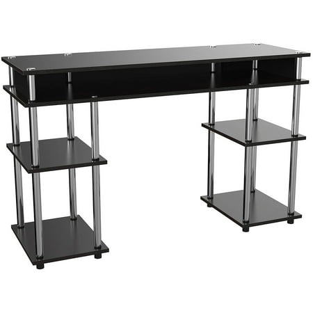 Convenience Concepts Designs2Go No Tools Student Desk with Shelves, Black