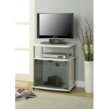 Convenience Concepts Designs2Go No Tools TV Stand with Black Glass Cabinet for TVs up to 25", Multiple Colors