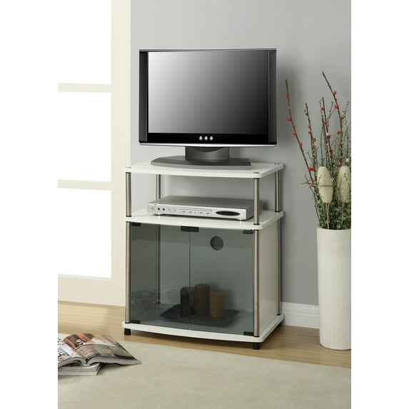 Convenience Concepts Designs2Go No Tools TV Stand with Black Glass Cabinet for TVs up to 25", Multiple Colors