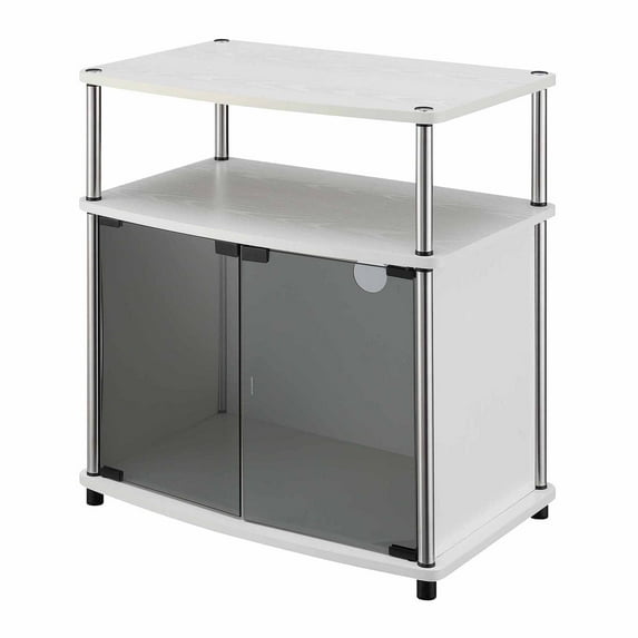 Convenience Concepts Designs2Go TV Stand with Black Glass Storage Cabinet and Shelf for TVs up to 26 Inches