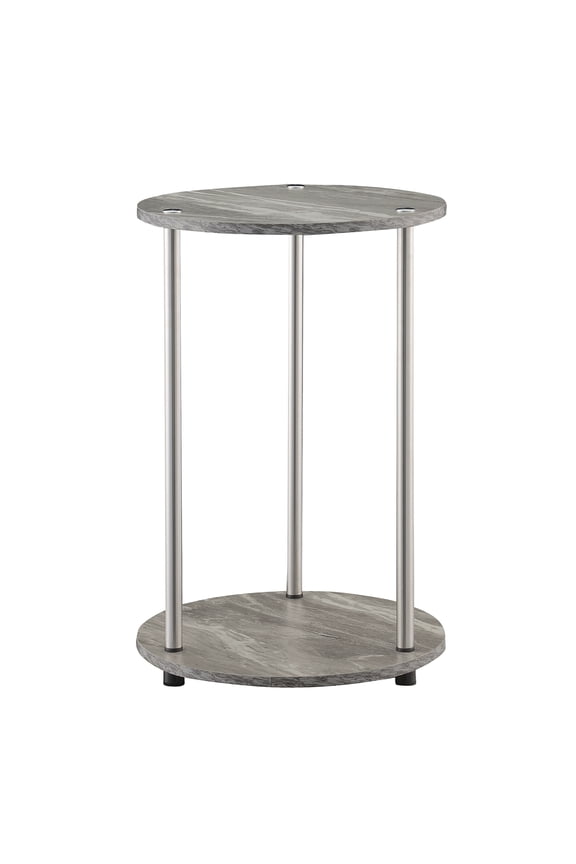 Designs2Go No Tools 2 Tier Round End Table, Gray