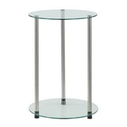 Convenience Concepts Designs2Go Round End Table with Clear Glass Shelves
