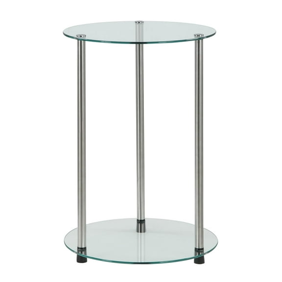 Convenience Concepts Designs2Go Round End Table with Clear Glass Shelves