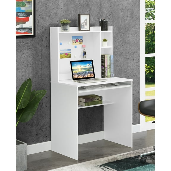Convenience Concepts Designs2Go Student Desk with Magnetic Bulletin Board and Shelves, White
