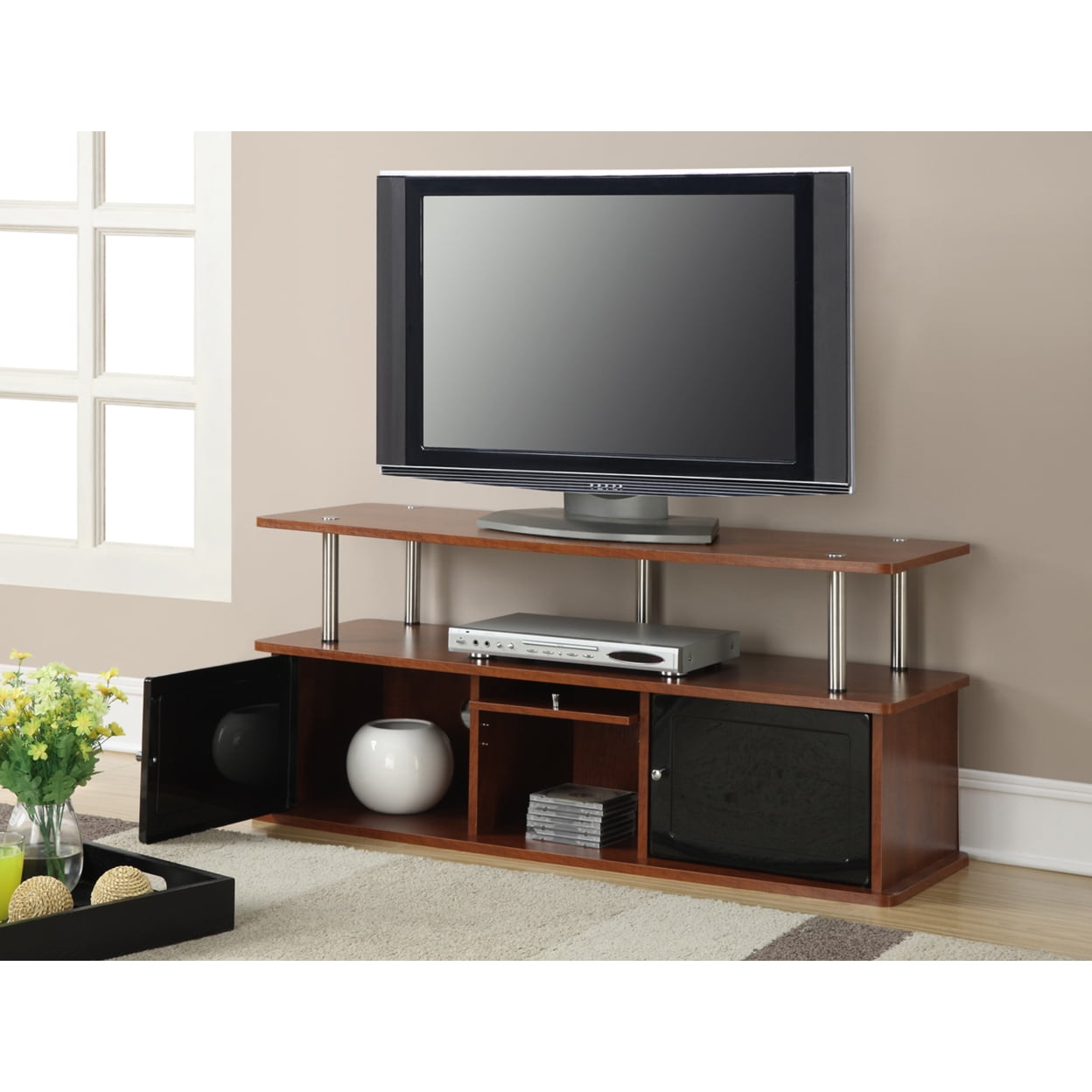 Designs2Go 50-inch Cherry Composite Wood TV Stand with Storage Cabinets