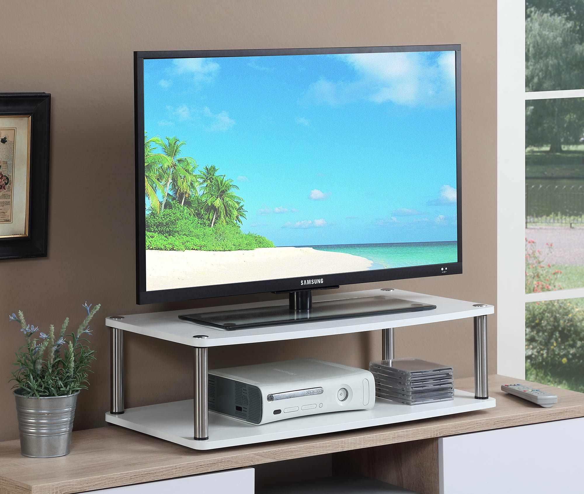 Mueble para TV pequeño para dormitorio Mueble para TV estrecho de madera  clara Mueble para TV de madera de mango Mueble para TV pequeño con cajones  Mueble para TV esquinero compacto 