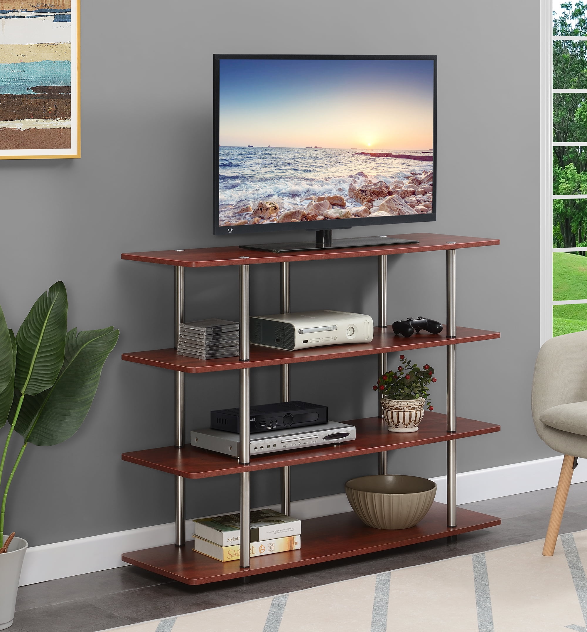 Designs2Go XL Highboy 4 Tier TV Stand Cherry
