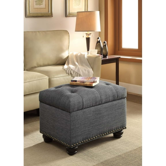 Convenience Concepts Designs4Comfort 5th Avenue Storage Ottoman, Dark Charcoal Gray Fabric
