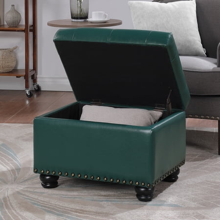 Convenience Concepts Designs4Comfort 5th Avenue Storage Ottoman, Forest Green Faux Leather