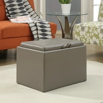Convenience Concepts Designs4Comfort Accent Storage Ottoman, Taupe Gray Faux Leather