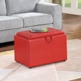 thumbnail image 1 of Convenience Concepts Designs4Comfort Accent Storage Ottoman with Reversible Tray, Red Faux Leather, 1 of 11
