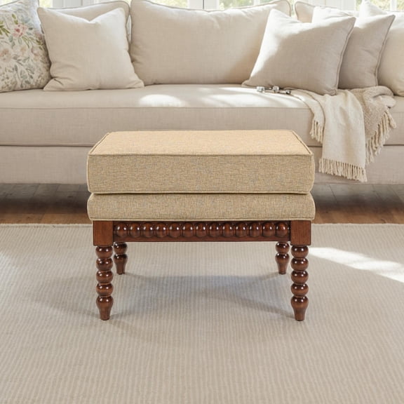 Convenience Concepts Designs4Comfort Elizabeth Coffee Table Ottoman, Tan Fabric