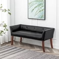 thumbnail image 1 of Convenience Concepts Designs4Comfort Gabriella Bench Ottoman, Black Faux Leather/Espresso, 1 of 2