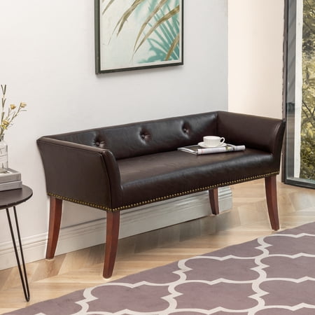 Convenience Concepts Designs4Comfort Gabriella Bench Ottoman, Espresso Faux Leather/Espresso