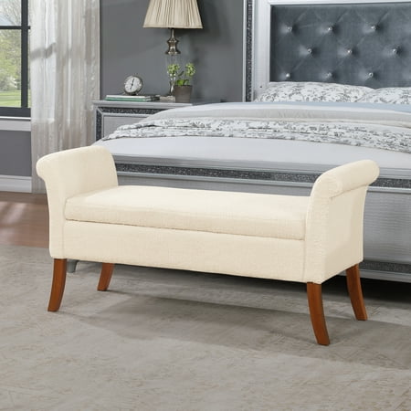 Convenience Concepts Designs4Comfort Garbo Sherpa Storage Bench Ottoman, Sherpa Crème